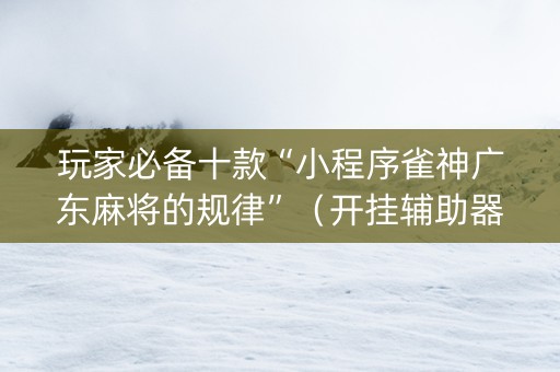 玩家必备十款“小程序雀神广东麻将的规律”（开挂辅助器脚本)
