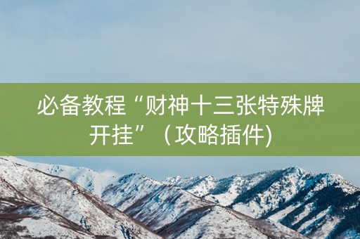 必备教程“财神十三张特殊牌开挂”（攻略插件)