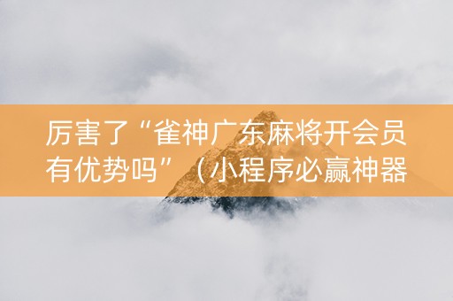 厉害了“雀神广东麻将开会员有优势吗”（小程序必赢神器)