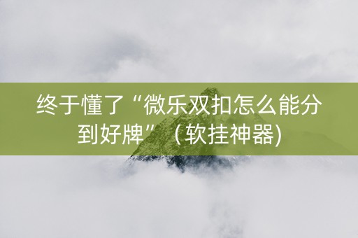 终于懂了“微乐双扣怎么能分到好牌”（软挂神器)