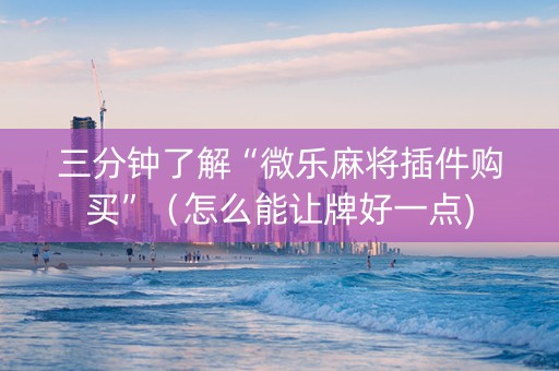 三分钟了解“微乐麻将插件购买”（怎么能让牌好一点)