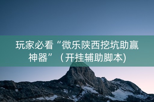 玩家必看“微乐陕西挖坑助赢神器”（开挂辅助脚本)