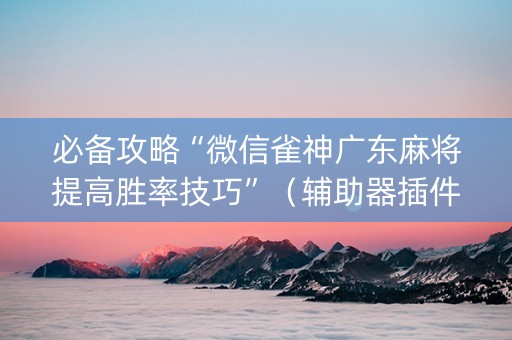 必备攻略“微信雀神广东麻将提高胜率技巧”（辅助器插件)