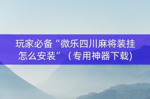 玩家必备“微乐四川麻将装挂怎么安装”（专用神器下载)