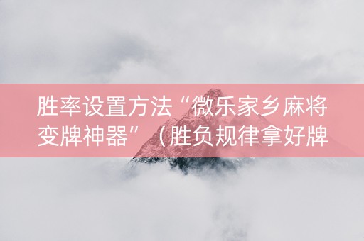 胜率设置方法“微乐家乡麻将变牌神器”（胜负规律拿好牌)