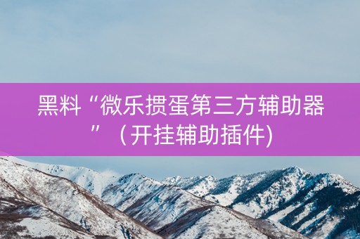 黑料“微乐掼蛋第三方辅助器”（开挂辅助插件)