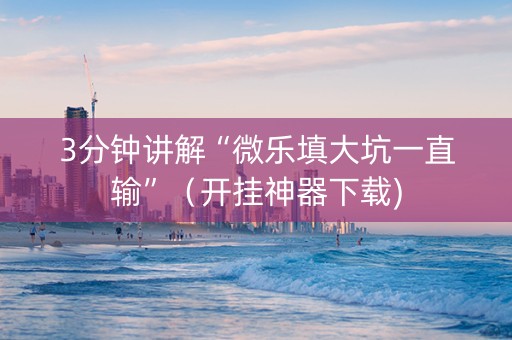 3分钟讲解“微乐填大坑一直输”（开挂神器下载)