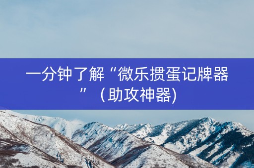一分钟了解“微乐掼蛋记牌器”（助攻神器)