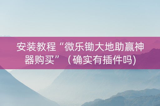 安装教程“微乐锄大地助赢神器购买”（确实有插件吗)