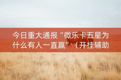 今日重大通报“微乐卡五星为什么有人一直赢”（开挂辅助器插件)