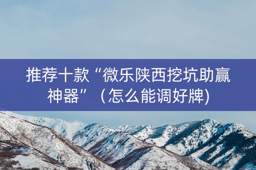 推荐十款“微乐陕西挖坑助赢神器”（怎么能调好牌)