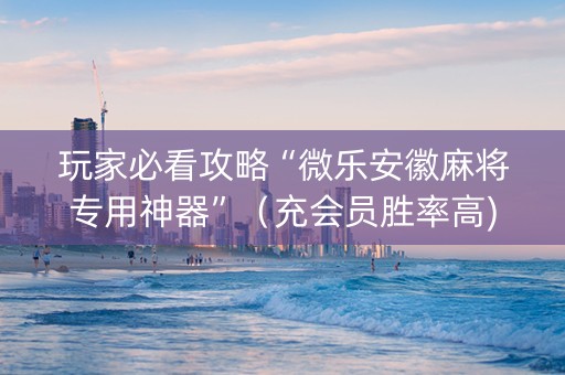 玩家必看攻略“微乐安徽麻将专用神器”（充会员胜率高)