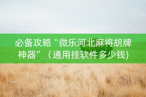 必备攻略“微乐河北麻将胡牌神器”（通用挂软件多少钱)