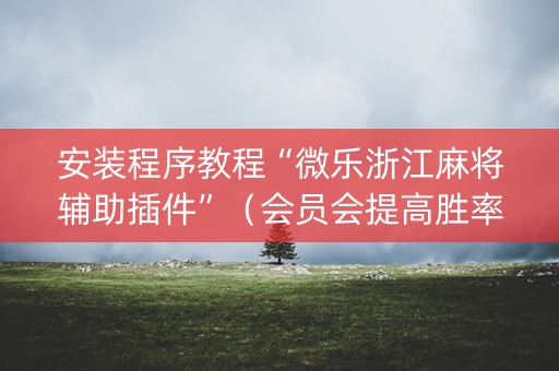 安装程序教程“微乐浙江麻将辅助插件”（会员会提高胜率吗)