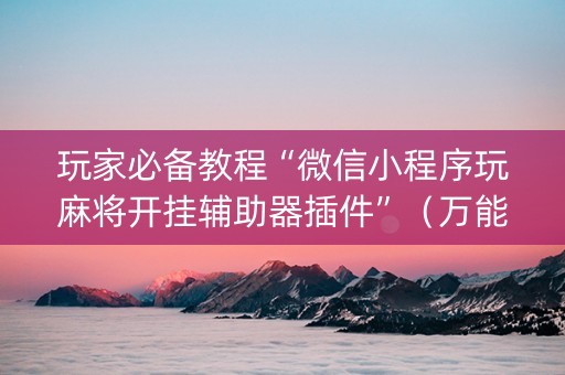 玩家必备教程“微信小程序玩麻将开挂辅助器插件”（万能开挂神器)