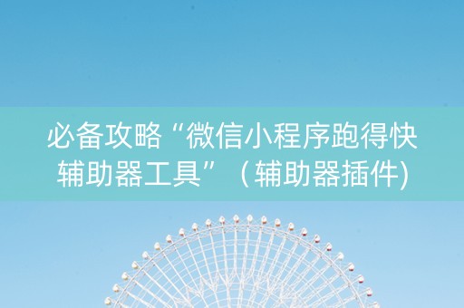 必备攻略“微信小程序跑得快辅助器工具”（辅助器插件)