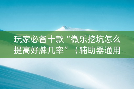 玩家必备十款“微乐挖坑怎么提高好牌几率”（辅助器通用版)