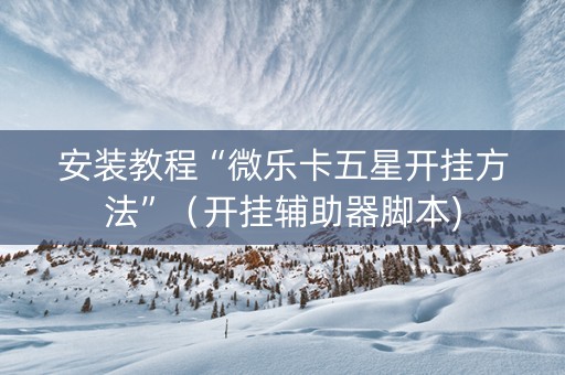 安装教程“微乐卡五星开挂方法”（开挂辅助器脚本)