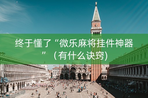 终于懂了“微乐麻将挂件神器”（有什么诀窍)