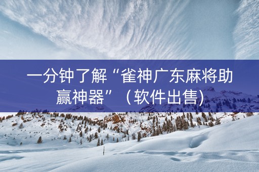 一分钟了解“雀神广东麻将助赢神器”（软件出售)