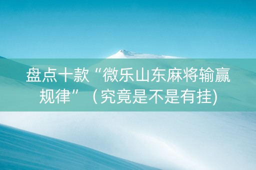 盘点十款“微乐山东麻将输赢规律”（究竟是不是有挂)