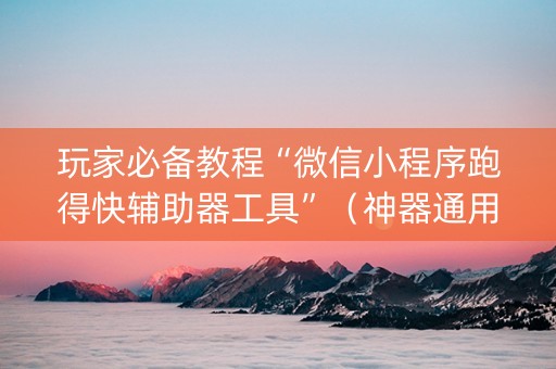 玩家必备教程“微信小程序跑得快辅助器工具”（神器通用版)