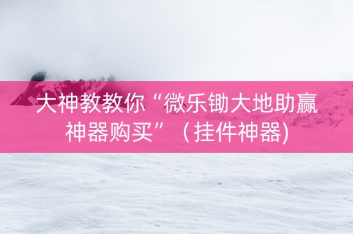 大神教教你“微乐锄大地助赢神器购买”（挂件神器)