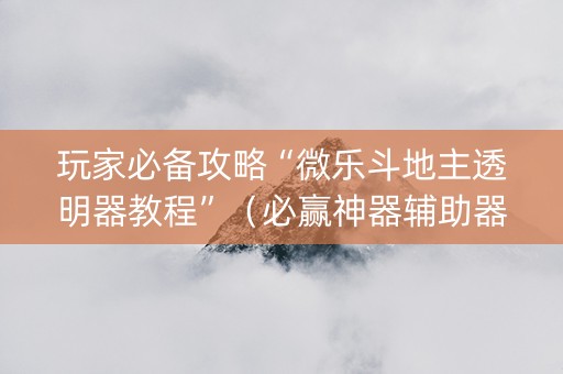 玩家必备攻略“微乐斗地主透明器教程”（必赢神器辅助器)