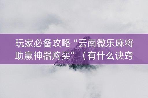 玩家必备攻略“云南微乐麻将助赢神器购买”（有什么诀窍)
