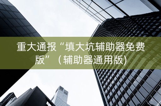 重大通报“填大坑辅助器免费版”（辅助器通用版)