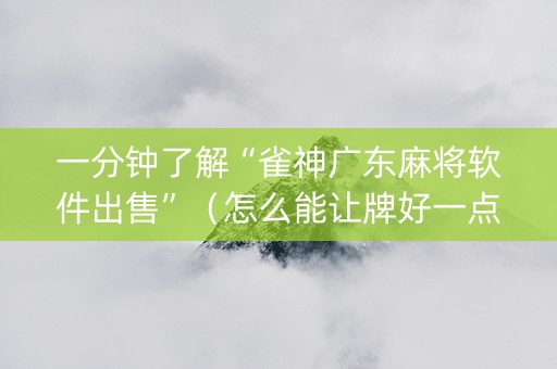 一分钟了解“雀神广东麻将软件出售”（怎么能让牌好一点)