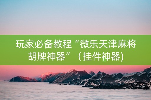 玩家必备教程“微乐天津麻将胡牌神器”（挂件神器)