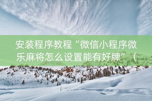 安装程序教程“微信小程序微乐麻将怎么设置能有好牌”（外辅工具)