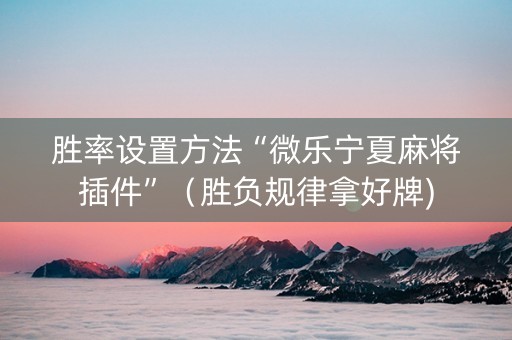 胜率设置方法“微乐宁夏麻将插件”（胜负规律拿好牌)