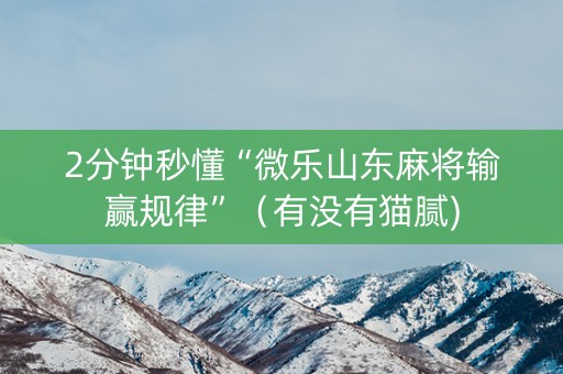 2分钟秒懂“微乐山东麻将输赢规律”（有没有猫腻)