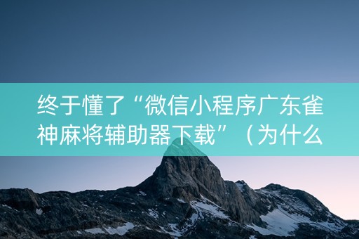 终于懂了“微信小程序广东雀神麻将辅助器下载”（为什么有人一直赢)
