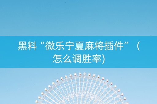 黑料“微乐宁夏麻将插件”（怎么调胜率)