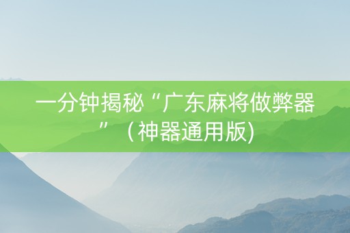 一分钟揭秘“广东麻将做弊器”（神器通用版)