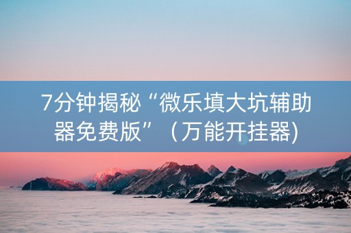 7分钟揭秘“微乐填大坑辅助器免费版”（万能开挂器)