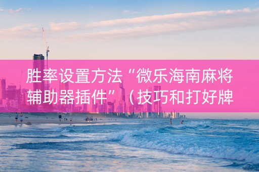 胜率设置方法“微乐海南麻将辅助器插件”（技巧和打好牌方法)