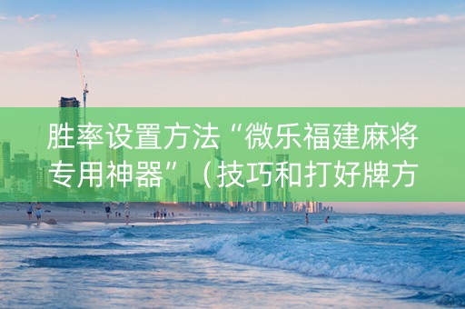 胜率设置方法“微乐福建麻将专用神器”（技巧和打好牌方法)