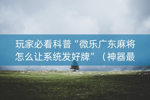 玩家必看科普“微乐广东麻将怎么让系统发好牌”（神器最新免费)