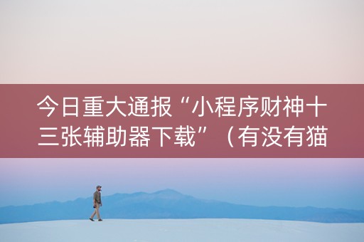 今日重大通报“小程序财神十三张辅助器下载”（有没有猫腻)