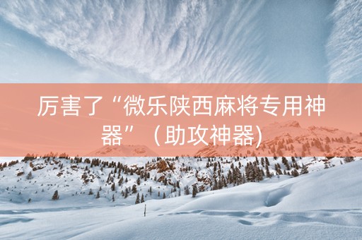 厉害了“微乐陕西麻将专用神器”（助攻神器)