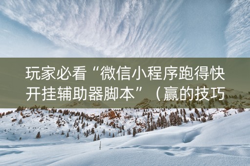 玩家必看“微信小程序跑得快开挂辅助器脚本”（赢的技巧规律)