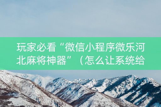 玩家必看“微信小程序微乐河北麻将神器”（怎么让系统给你发好牌)
