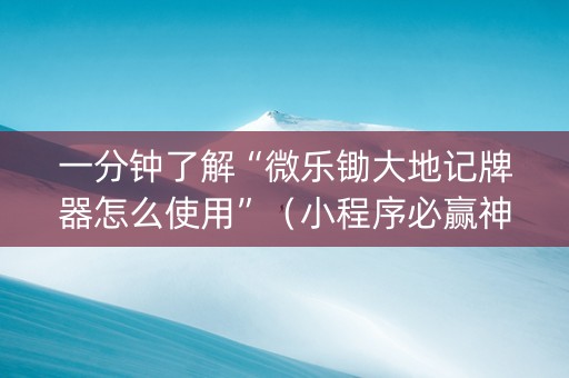一分钟了解“微乐锄大地记牌器怎么使用”（小程序必赢神器)