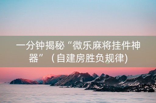 一分钟揭秘“微乐麻将挂件神器”（自建房胜负规律)