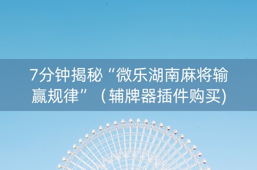 7分钟揭秘“微乐湖南麻将输赢规律”（辅牌器插件购买)