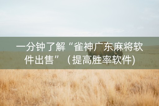 一分钟了解“雀神广东麻将软件出售”（提高胜率软件)